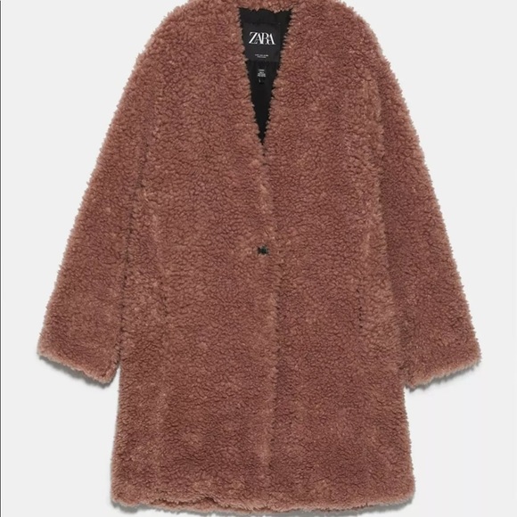 ZARA BLOGGERS FAV TEDDY COAT PINK SMALL - Picture 4 of 4